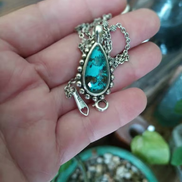 LAGOS Silver Necklace with Turquoise Teardrop Pendant - Picture 11 of 11